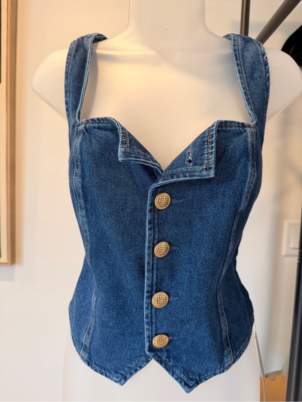 New! Reformation Bo Denim Corset Top